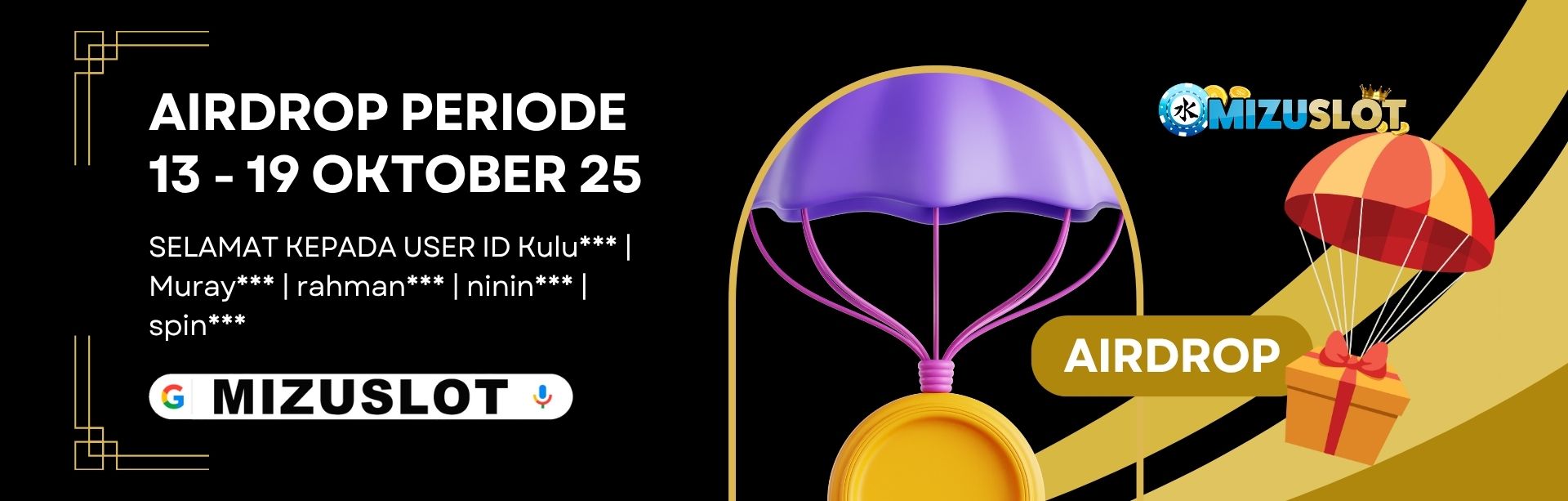 Airdop Saldo harian dan Mingguan MIZUSLOT - Total 35 Juta/Bulan!